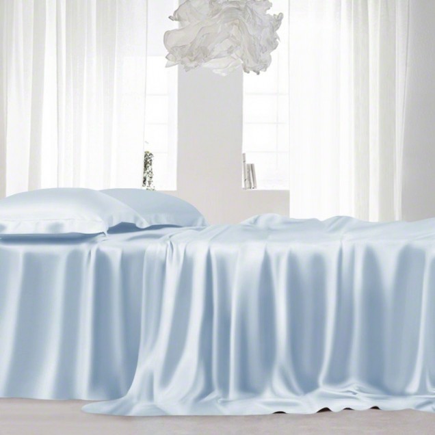 Online Baby Blue 22 Momme Mulberry Silk Sheet Set Online Baby Blue 22 Momme Mulberry Silk Sheet Set