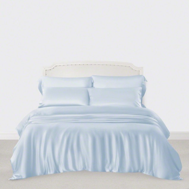 Online Baby Blue 3 PCS 22 Momme Mulberry Silk Duvet Cover Set Online Baby Blue 3 PCS 22 Momme Mulberry Silk Duvet Cover Set