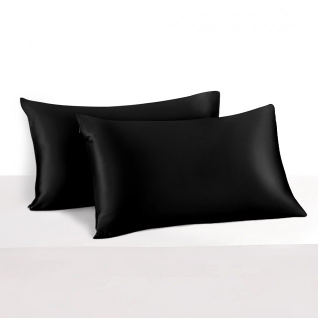 Online Black 22 Momme Mulberry Silk Pillowcase with Hidden Zipper Online Black 22 Momme Mulberry Silk Pillowcase with Hidden Zipper
