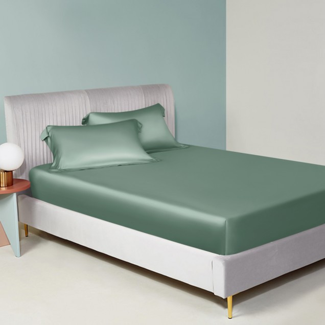 Online Celadon Green 22 Momme Mulberry Silk Sheet Set Online Celadon Green 22 Momme Mulberry Silk Sheet Set