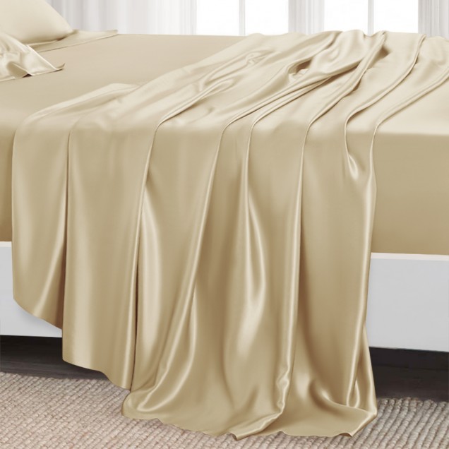 Online Champagne 22 Momme Mulberry Silk Flat Sheet Online Champagne 22 Momme Mulberry Silk Flat Sheet