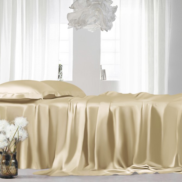 Online Champagne 22 Momme Mulberry Silk Sheet Set Online Champagne 22 Momme Mulberry Silk Sheet Set