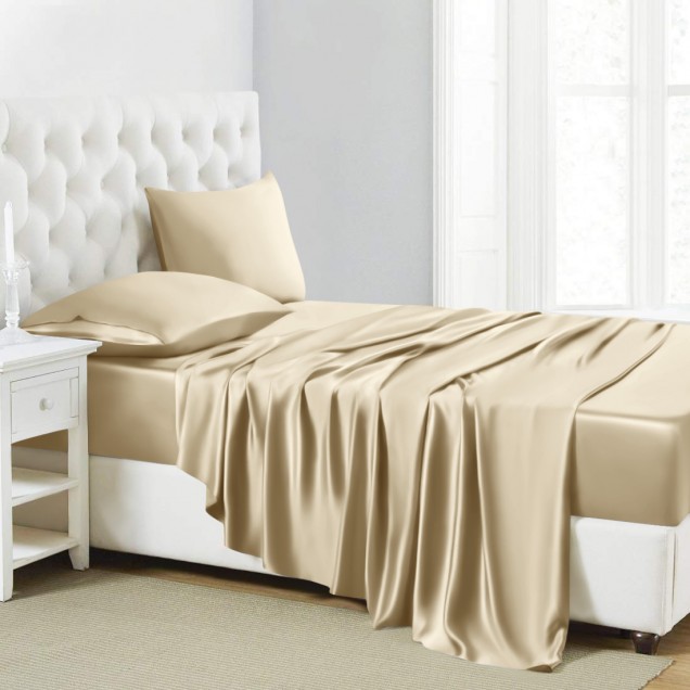 Online Champagne 22 Momme Mulberry Silk Sheet Set Online Champagne 22 Momme Mulberry Silk Sheet Set