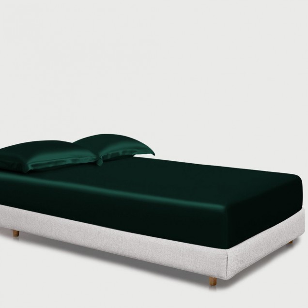 Online Dark Green 22 Momme Mulberry Silk Fitted Sheet Online Dark Green 22 Momme Mulberry Silk Fitted Sheet