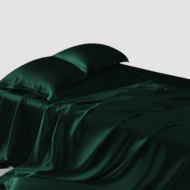 Online Dark Green 22 Momme Mulberry Silk Flat Sheet Online Dark Green 22 Momme Mulberry Silk Flat Sheet