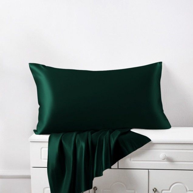Online Dark Green 22 Momme Mulberry Silk Pillowcase with Hidden Zipper Online Dark Green 22 Momme Mulberry Silk Pillowcase with Hidden Zipper