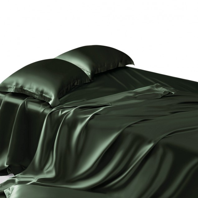Online Hunter Green 22 Momme Mulberry Silk Sheet Set Online Hunter Green 22 Momme Mulberry Silk Sheet Set