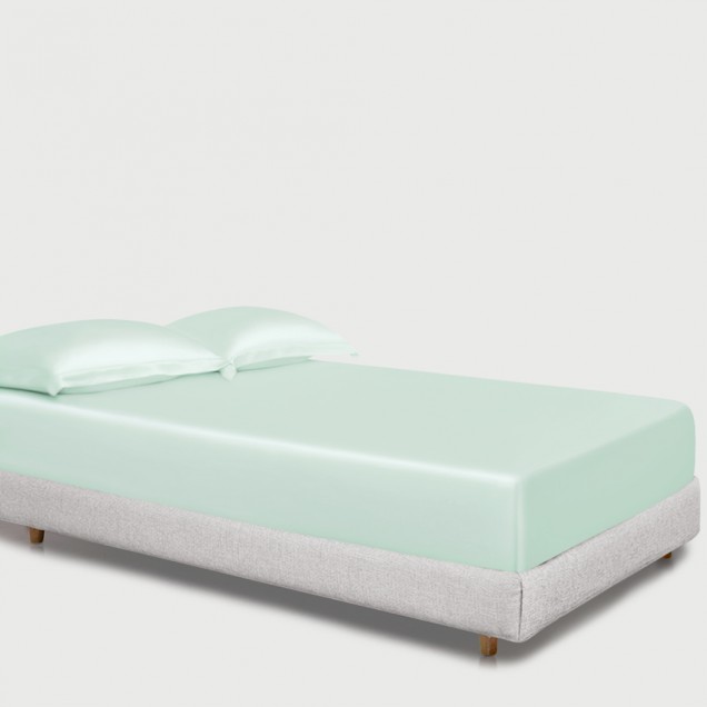 Online Light Cyan 22 Momme Mulberry Silk Fitted Sheet Online Light Cyan 22 Momme Mulberry Silk Fitted Sheet