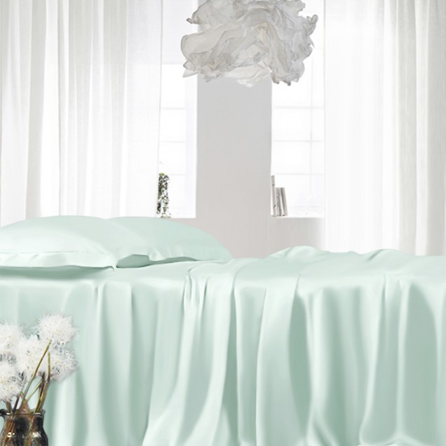 Online Light Cyan 22 Momme Mulberry Silk Fitted Sheet Online Light Cyan 22 Momme Mulberry Silk Fitted Sheet