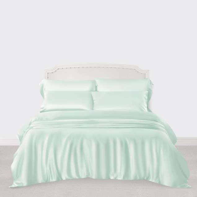 Online Light Cyan 3 PCS 22 Momme Mulberry Silk Duvet Cover Set Online Light Cyan 3 PCS 22 Momme Mulberry Silk Duvet Cover Set