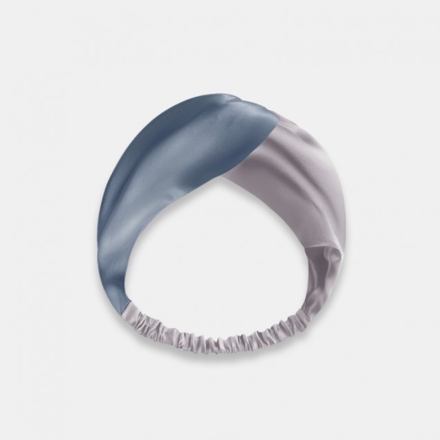 Online Misty Blue & Silver Mulberry Silk Headband