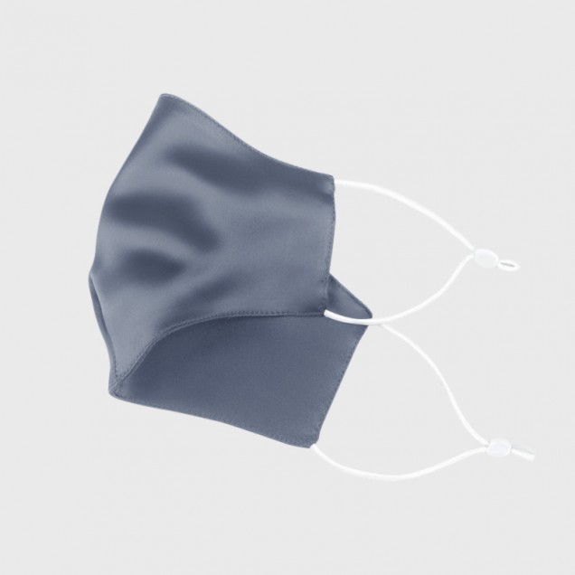 Online Misty Blue & White Double-Sided 22 Momme Silk Face Mask