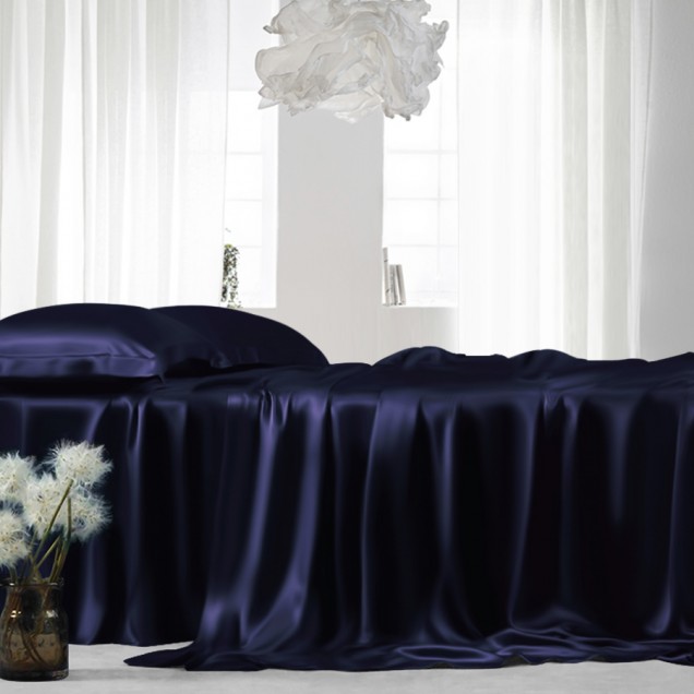 Online Navy 22 Momme Mulberry Silk Flat Sheet Online Navy 22 Momme Mulberry Silk Flat Sheet