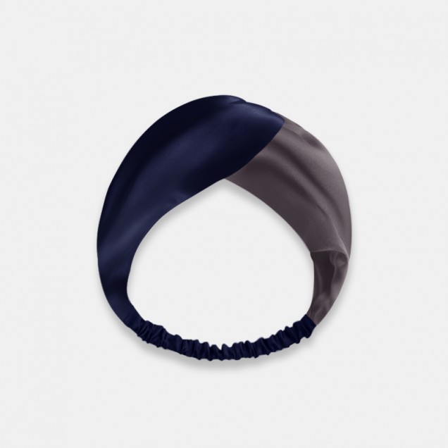 Online Navy & Slate Gray Mulberry Silk Headband Online Navy & Slate Gray Mulberry Silk Headband