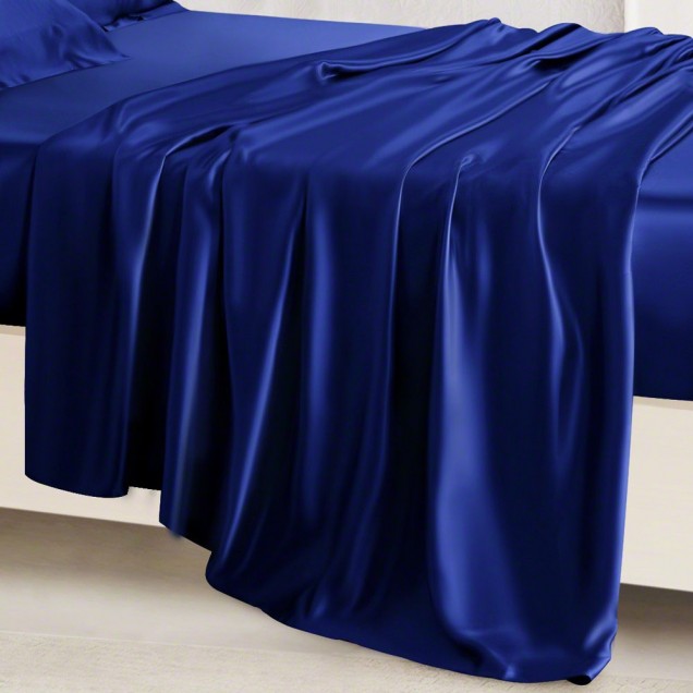Online Royal Blue 22 Momme Mulberry Silk Flat Sheet Online Royal Blue 22 Momme Mulberry Silk Flat Sheet