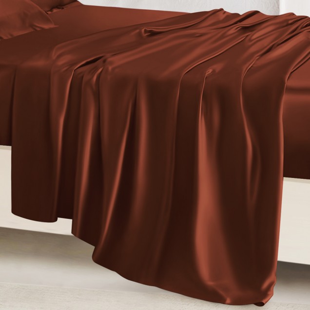 Online Rust Red 22 Momme Mulberry Silk Sheet Set Online Rust Red 22 Momme Mulberry Silk Sheet Set