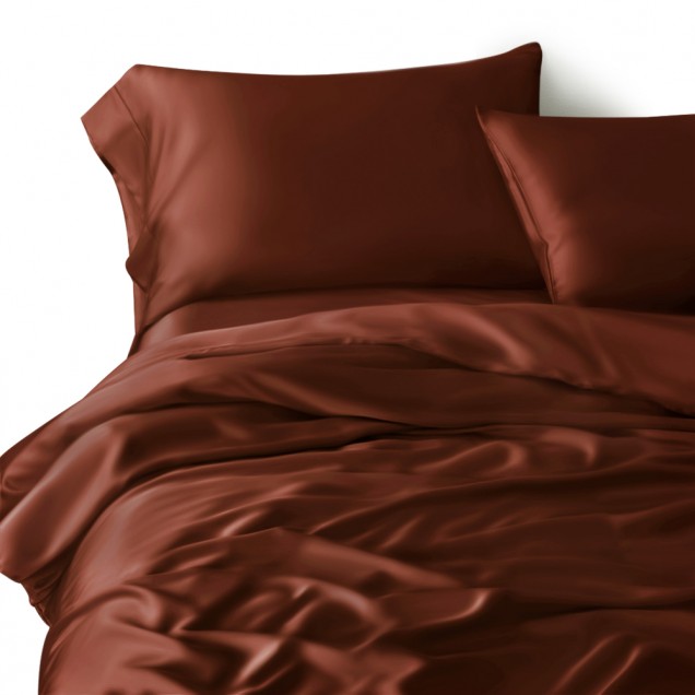 Online Rust Red 3 PCS 22 Momme Mulberry Silk Duvet Cover Set Online Rust Red 3 PCS 22 Momme Mulberry Silk Duvet Cover Set