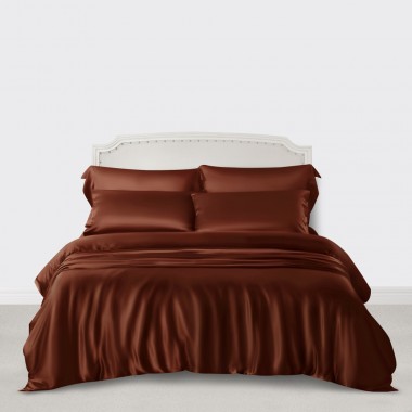 Online Rust Red 3 PCS 22 Momme Mulberry Silk Duvet Cover Set