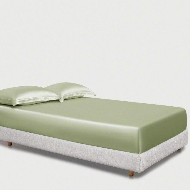 Online Sage Green 22 Momme Mulberry Silk Fitted Sheet Online Sage Green 22 Momme Mulberry Silk Fitted Sheet
