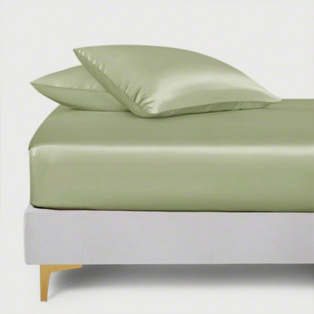 Online Sage Green 22 Momme Mulberry Silk Fitted Sheet Online Sage Green 22 Momme Mulberry Silk Fitted Sheet