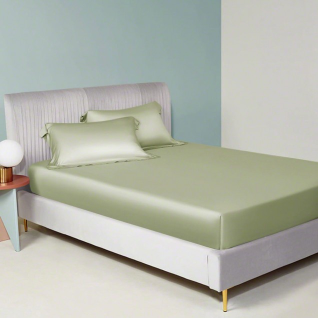 Online Sage Green 22 Momme Mulberry Silk Fitted Sheet Online Sage Green 22 Momme Mulberry Silk Fitted Sheet