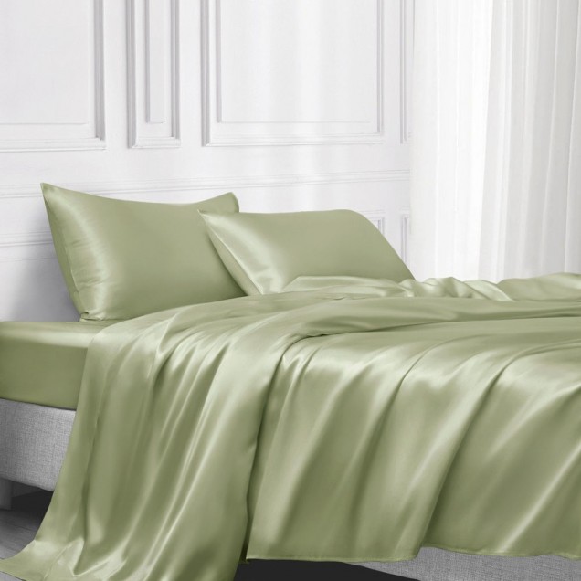 Online Sage Green 22 Momme Mulberry Silk Flat Sheet Online Sage Green 22 Momme Mulberry Silk Flat Sheet