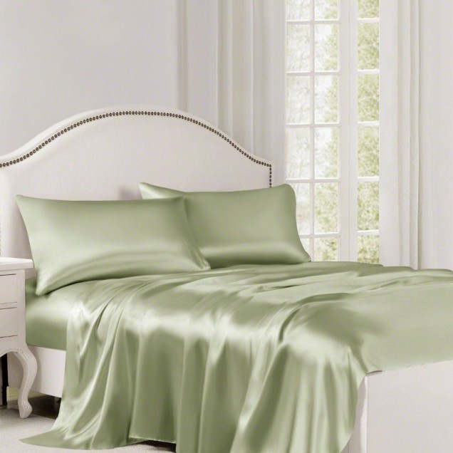 Online Sage Green 22 Momme Mulberry Silk Flat Sheet Online Sage Green 22 Momme Mulberry Silk Flat Sheet