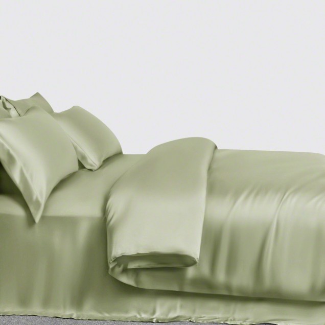 Online Sage Green 3 PCS 22 Momme Mulberry Silk Duvet Cover Set