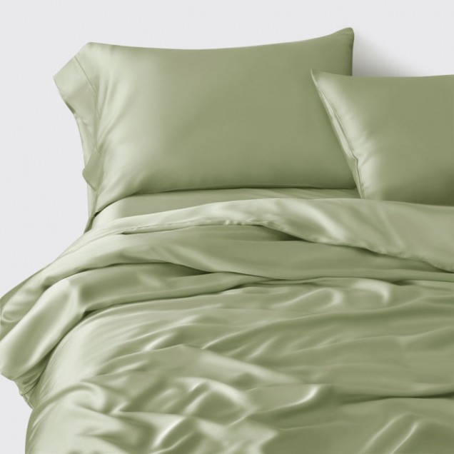 Online Sage Green 3 PCS 22 Momme Mulberry Silk Duvet Cover Set