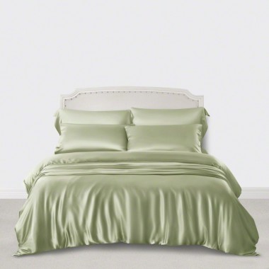 Online Sage Green 3 PCS 22 Momme Mulberry Silk Duvet Cover Set