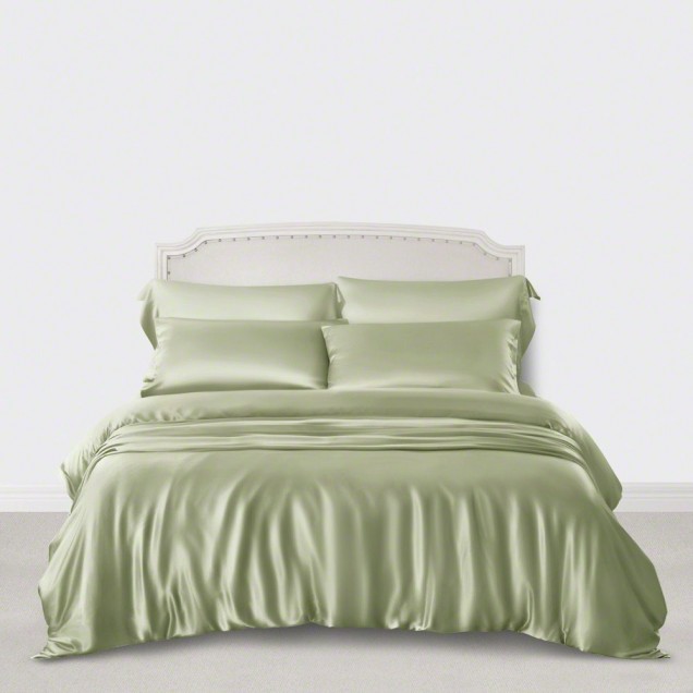 Online Sage Green 3 PCS 22 Momme Mulberry Silk Duvet Cover Set