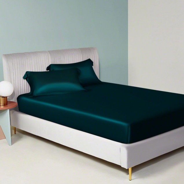 Online Teal 22 Momme Mulberry Silk Fitted Sheet Online Teal 22 Momme Mulberry Silk Fitted Sheet