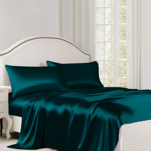 Online Teal 22 Momme Mulberry Silk Flat Sheet Online Teal 22 Momme Mulberry Silk Flat Sheet