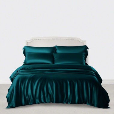 Online Teal 3 PCS 22 Momme Mulberry Silk Duvet Cover Set