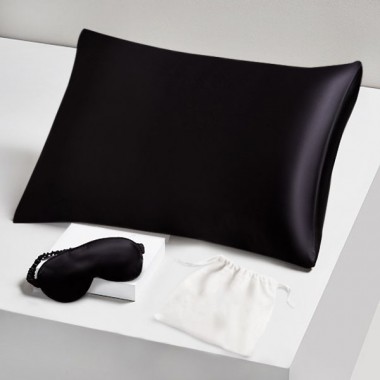 Online Two Piece Silk Gift Set Black Pillowcase & Eye Mask