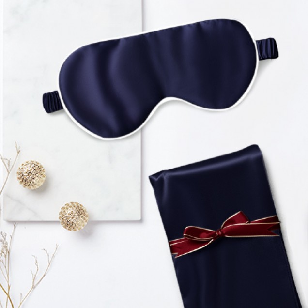 Online Two Piece Silk Gift Set Navy Pillowcase & Eye Mask Online Two Piece Silk Gift Set Navy Pillowcase & Eye Mask