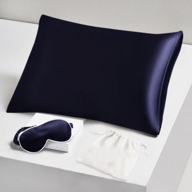 Online Two Piece Silk Gift Set Navy Pillowcase & Eye Mask